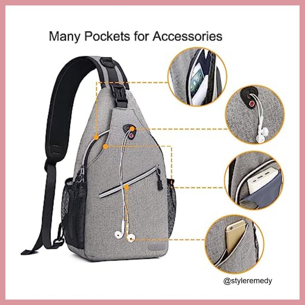 Polyester Sling Backpack, Multipurpose Crossbody … - image 3